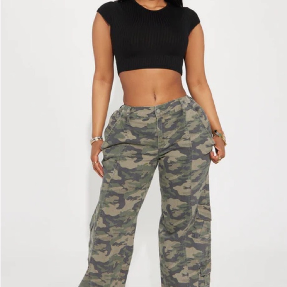 Fashion Nova Green Camo Trousers